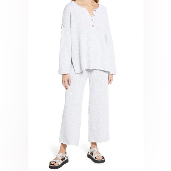 NWT! Free People free-est Hailee Waffle Stitch Top & Wide Leg Pants Knit Set - Picture 1 of 13